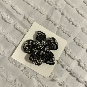 Black and Silver Flower Brooch